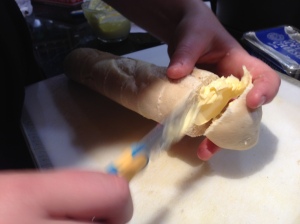 Spread the butter generously between slices.